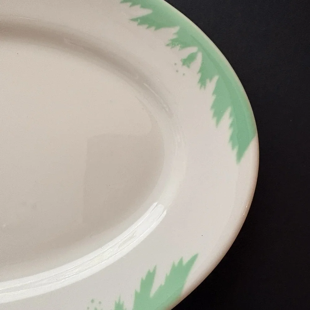 Vintage 1960s Sterling Restaurant Ware Oval Mint Green Leaf Platter‎ 12
